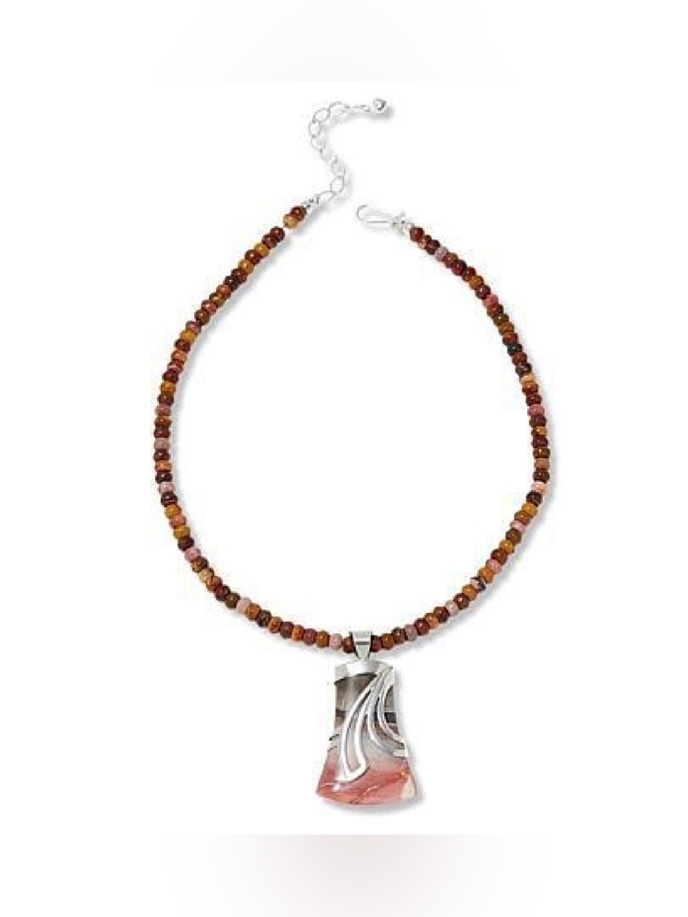 Jay King African Rainbow Beaded Chalcedony Pendant Sterling Silver Necklace
